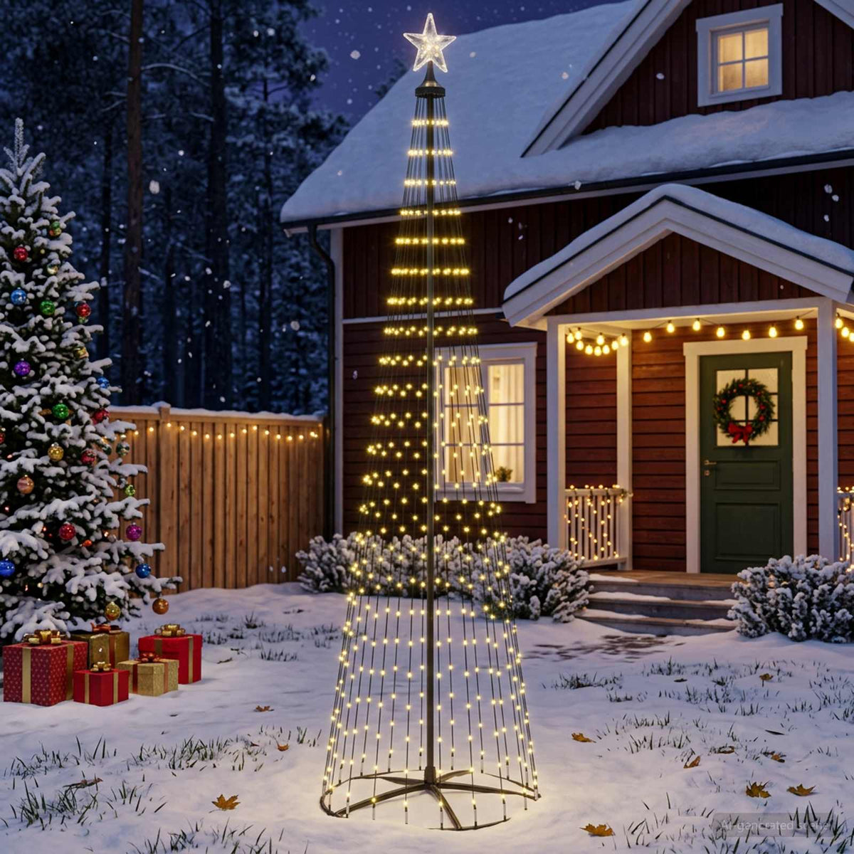 LED Cone Christmas Tree 250 LEDs Steel 250 cm Black Warm white