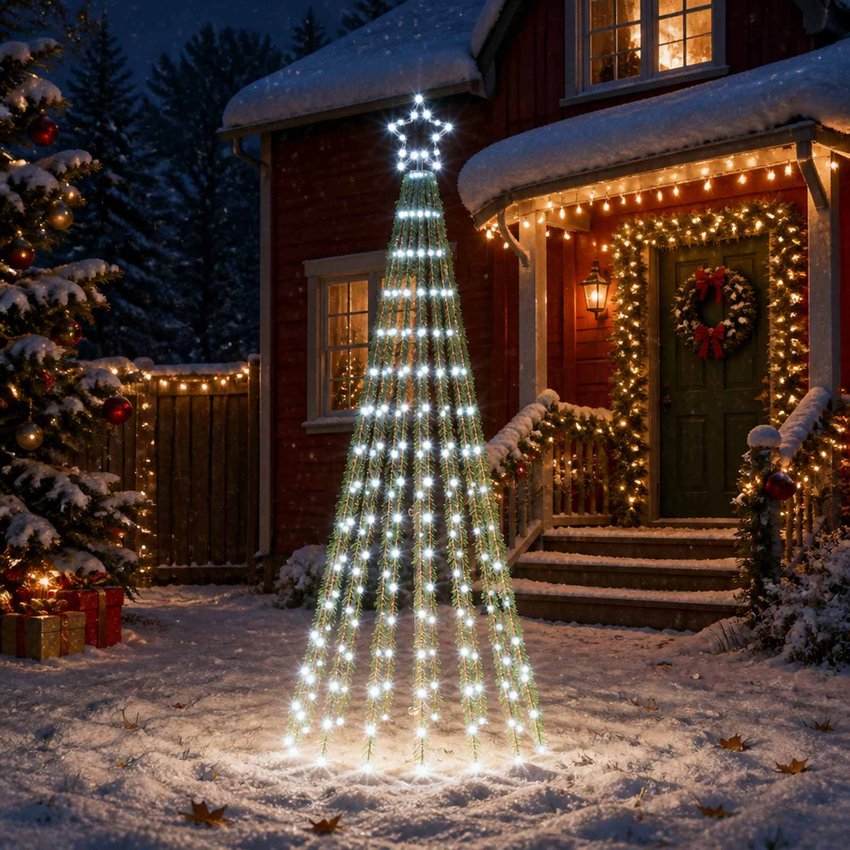 LED Christmas Tree 255 LEDs Steel Black Cold white