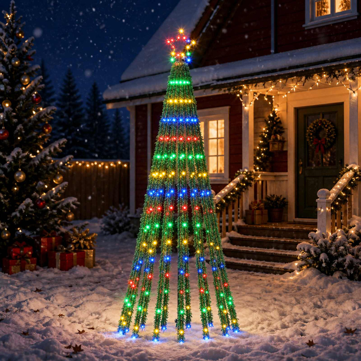 vidaXL LED Christmas Tree 180 cm 255 LEDs Multicolour Steel Black 1