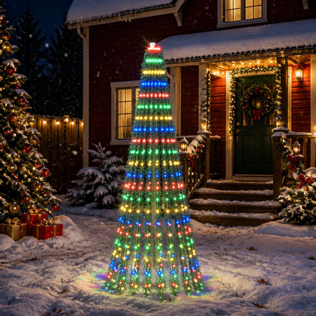 LED Christmas Tree 150 cm 240 LEDs Steel Green Multicolour