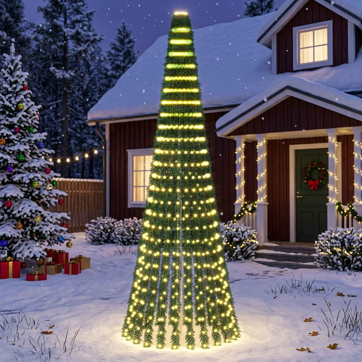 vidaXL LED Christmas Tree 150 cm 240 LEDs Steel Green