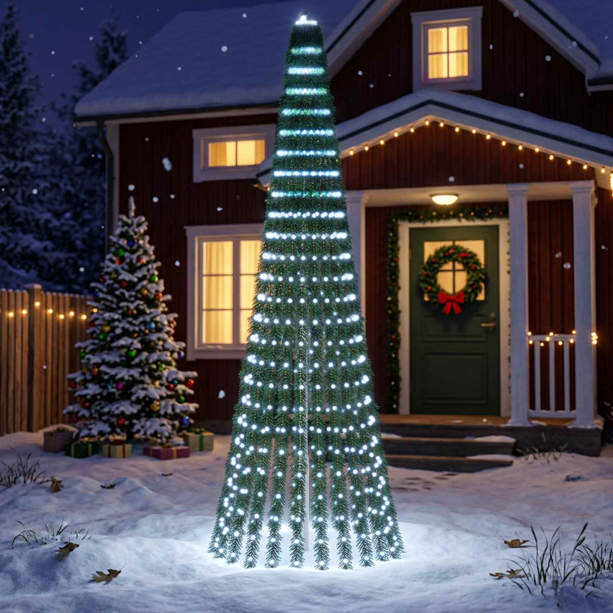 vidaXL LED Christmas Tree 150 cm 240 LEDs Steel Green