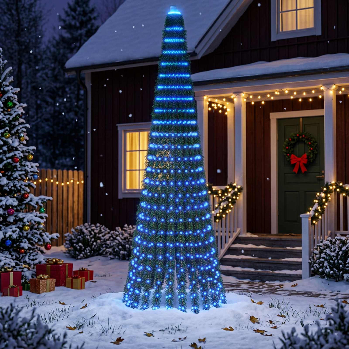 vidaXL LED Christmas Tree 150 cm 240 LEDs Steel Green