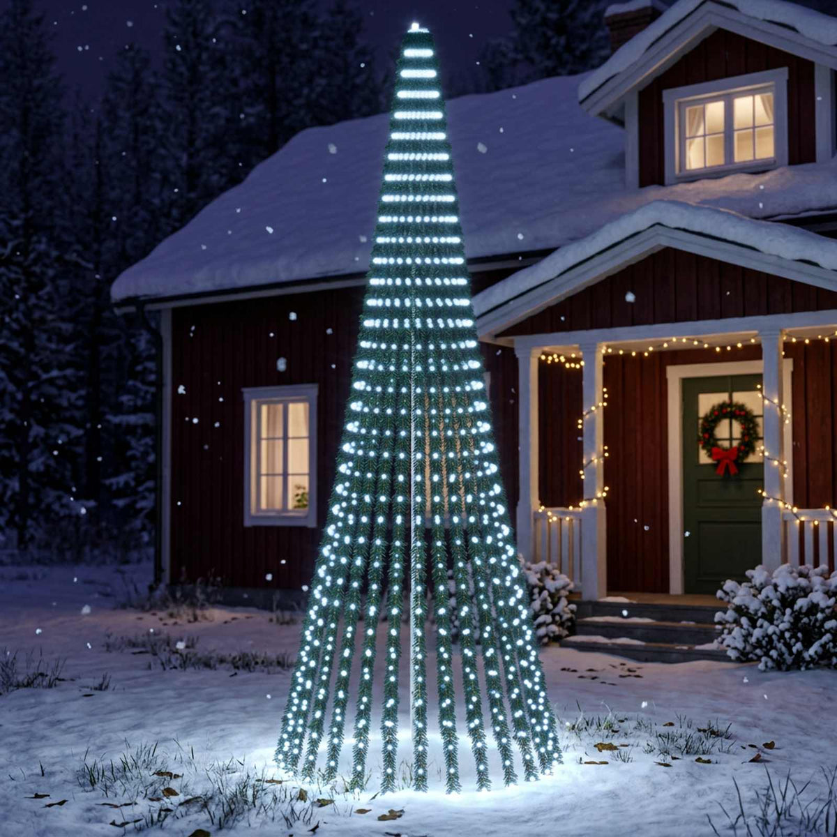 vidaXL LED Christmas Tree 150 cm 240 LEDs Steel Green