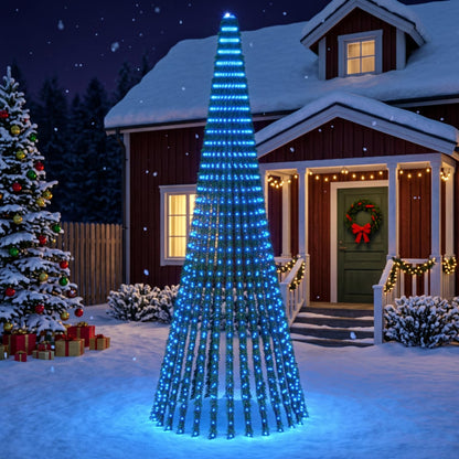 vidaXL LED Christmas Tree 150 cm 240 LEDs Steel Green