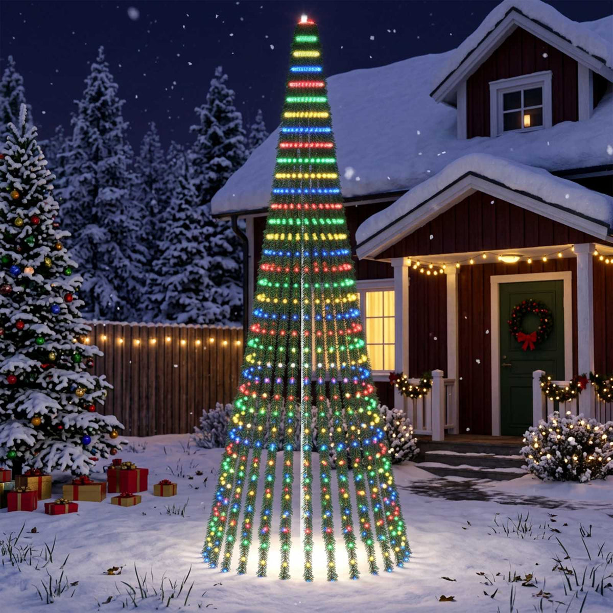 vidaXL LED Christmas Tree 150 cm 240 LEDs Steel Green