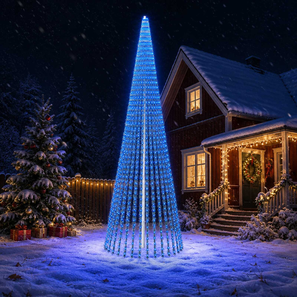 vidaXL LED Christmas Tree 150 cm 240 LEDs Steel Green