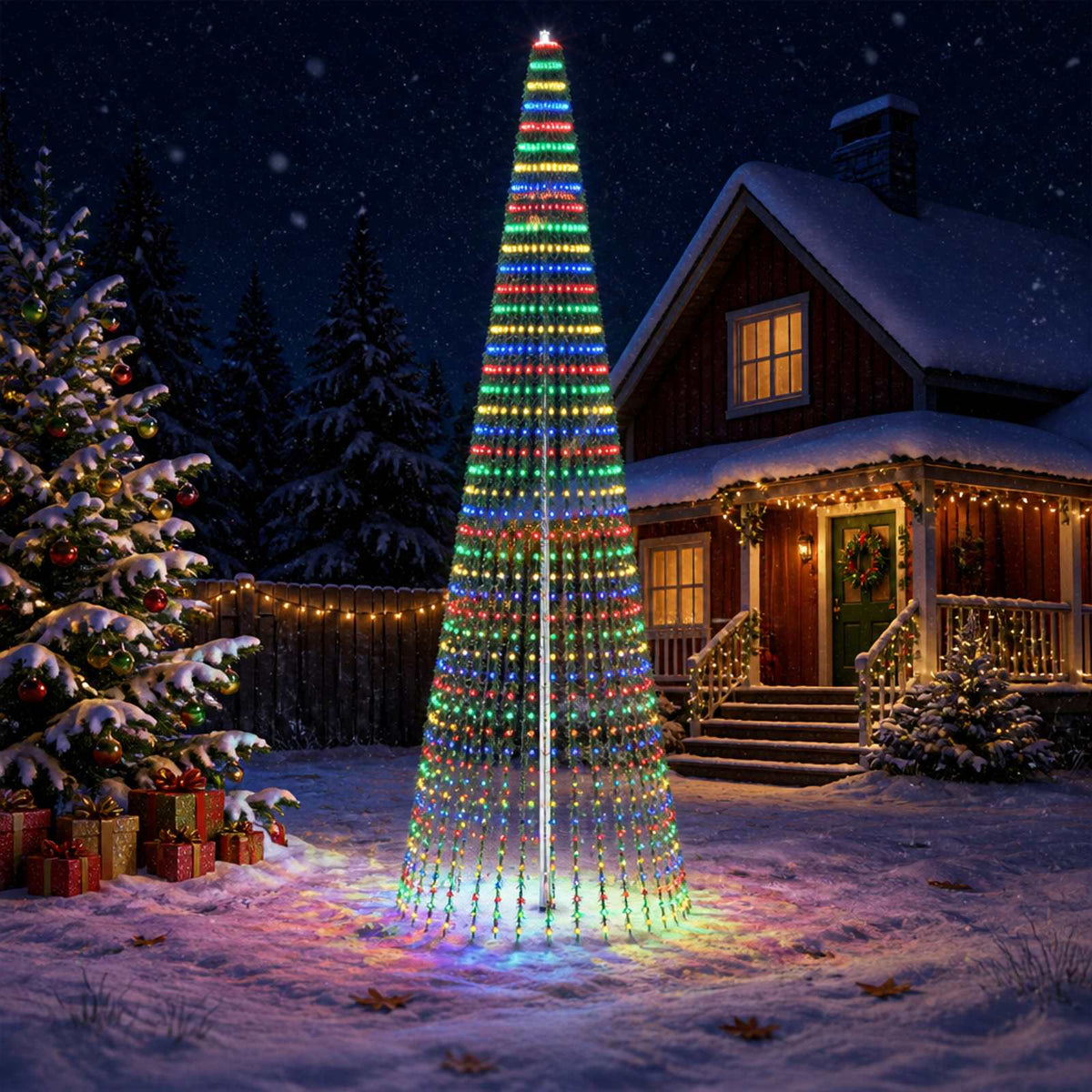 vidaXL LED Christmas Tree 150 cm 240 LEDs Steel Green