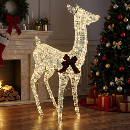 3D Christmas Reindeer LOVIISA 200 LEDs Warm White Width 96 cm Iridescent PET