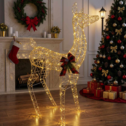 3D Christmas Reindeer LOVIISA 200 LEDs Warm White Width 96 cm Gold PET