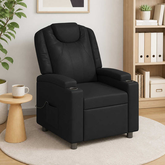 Recliner Chair 75 x 95 x 106 cm Fabric Black with massage function