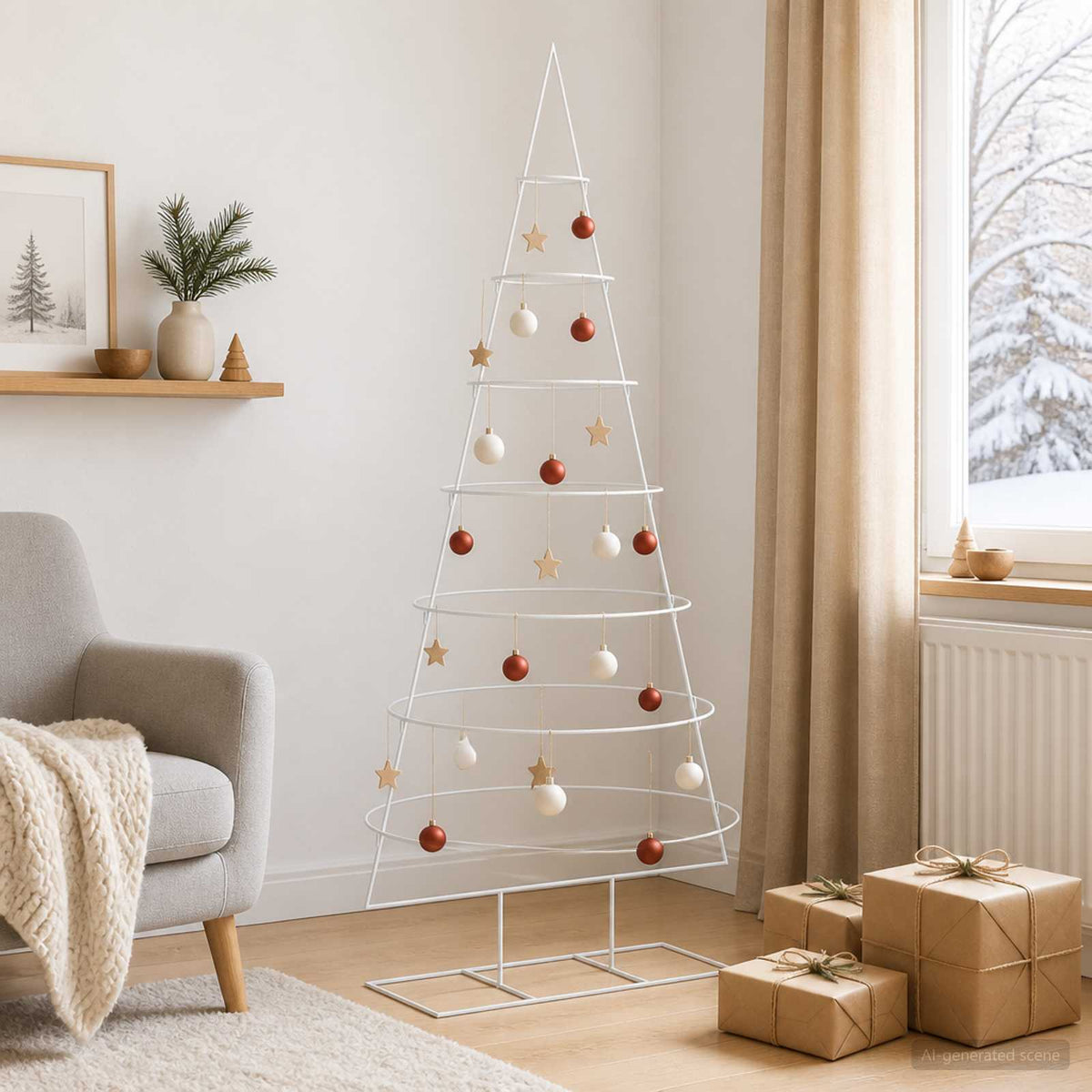 vidaXL Metal Christmas Tree with Stand KUOPIO 210 cm Steel White 3
