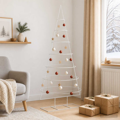 vidaXL Metal Christmas Tree with Stand KUOPIO 210 cm Steel White 3