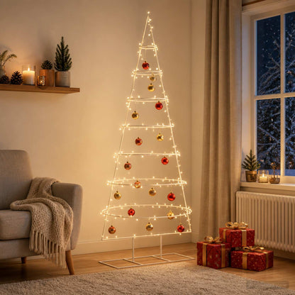 vidaXL Metal Christmas Tree with Stand KUOPIO 210 cm Steel White 1