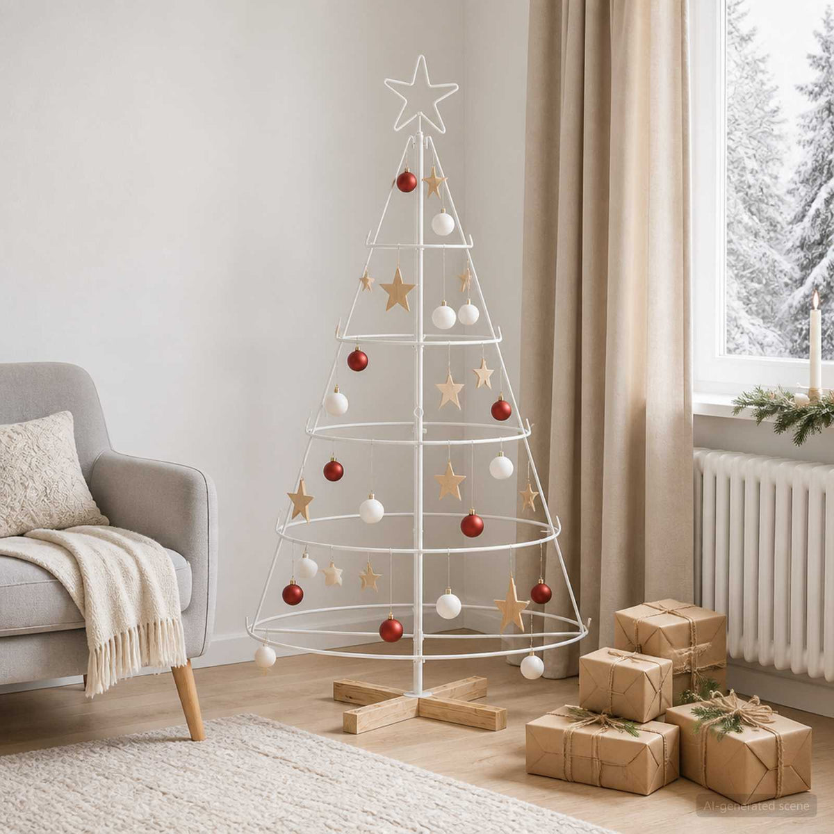Metal Christmas Tree KUOPIO Steel White 125 cm