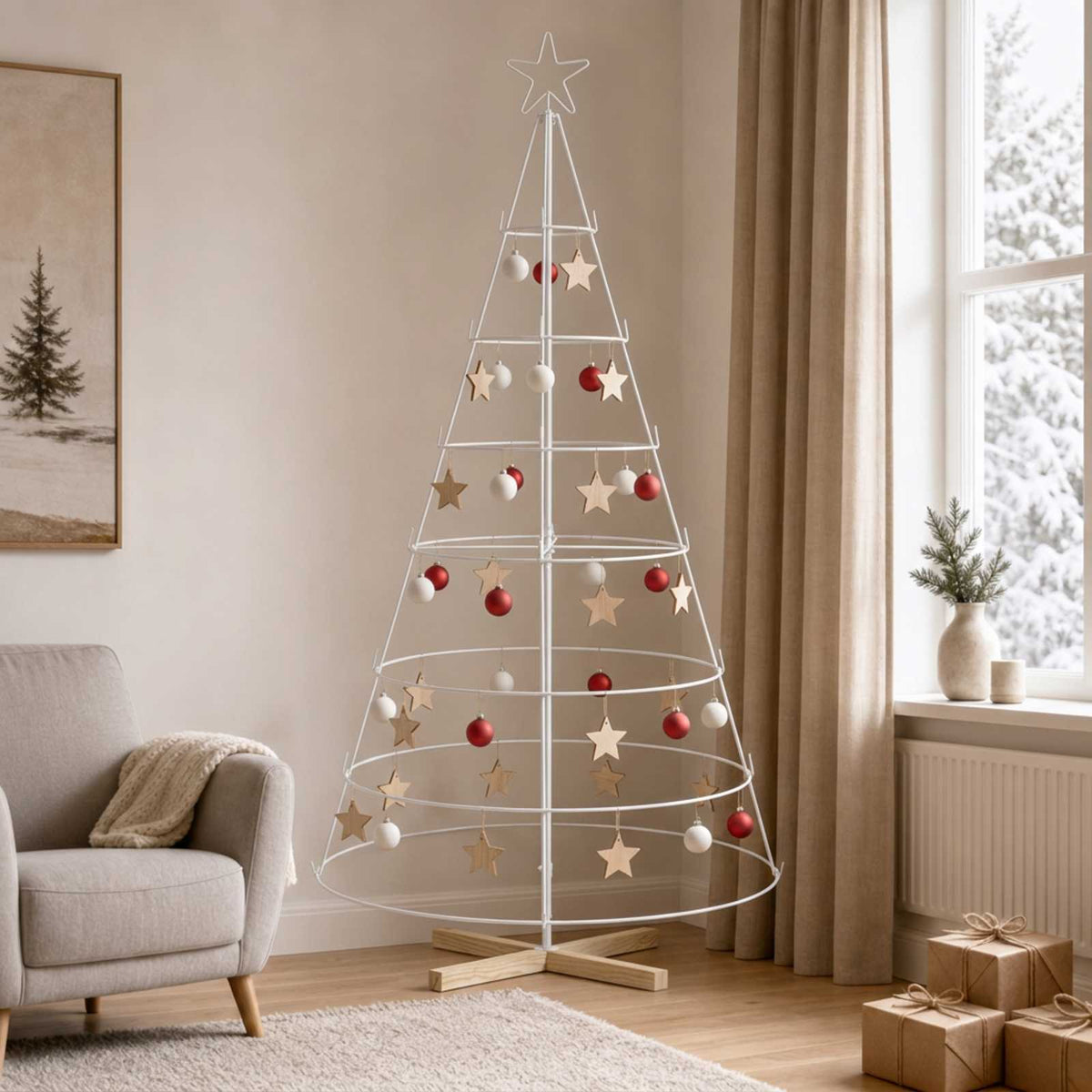 Metal Christmas Tree KUOPIO Steel White 180 cm
