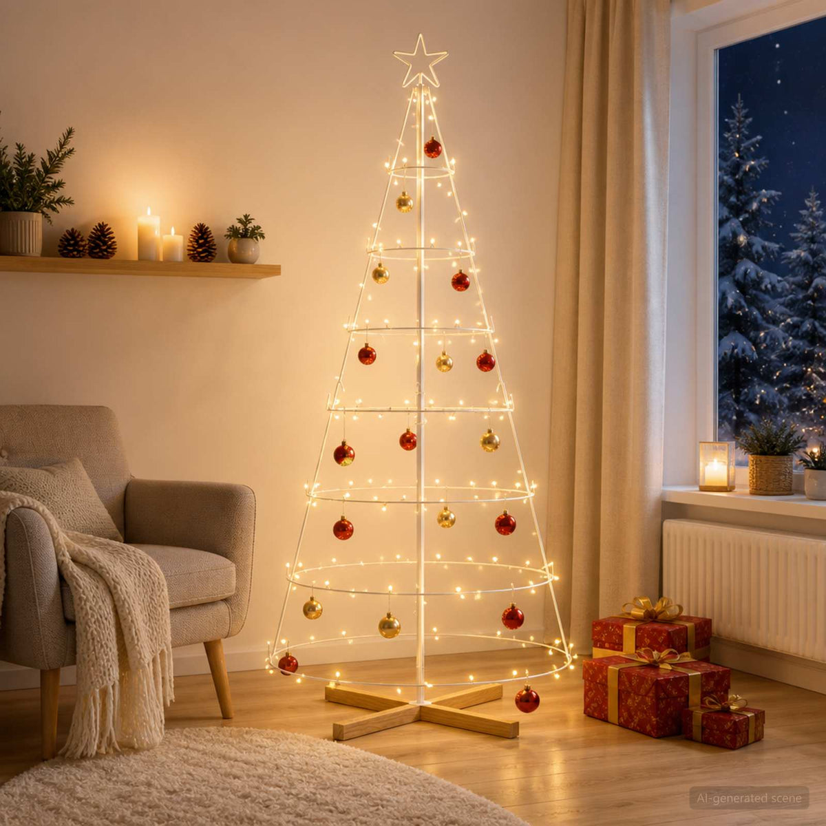 Metal Christmas Tree KUOPIO Steel White 180 cm