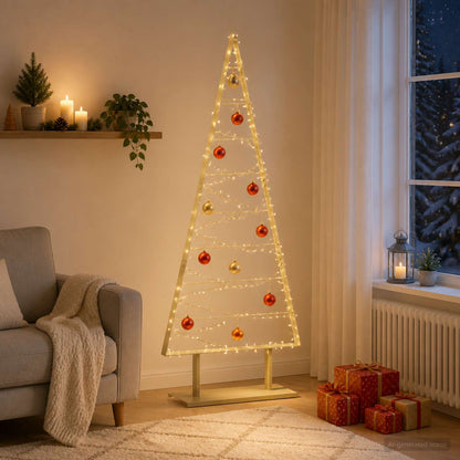 vidaXL Metal Christmas Tree with Triangle Stand KUOPIO Steel