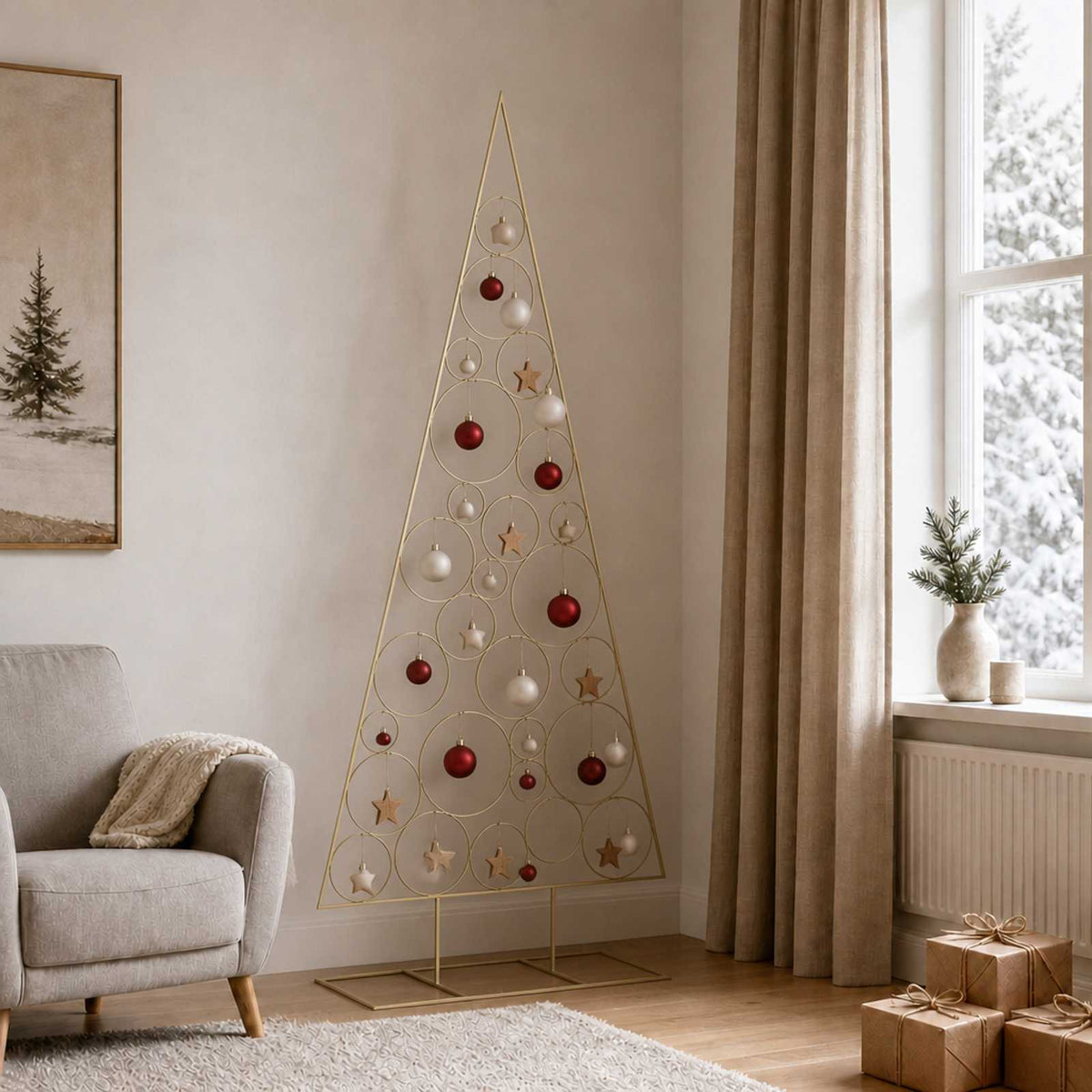 Metal Christmas Tree KUOPIO Steel Gold