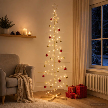 vidaXL Metal Christmas Tree with Rod Stand KUOPIO 210 cm Steel Gold 1