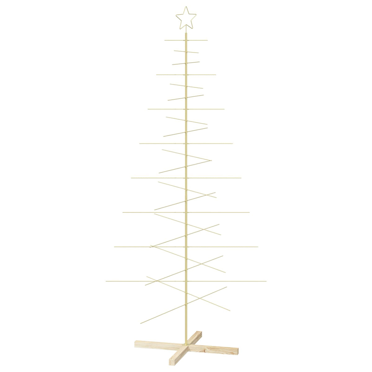 vidaXL Metal Christmas Tree with Rod Stand KUOPIO 210 cm Steel Gold 2