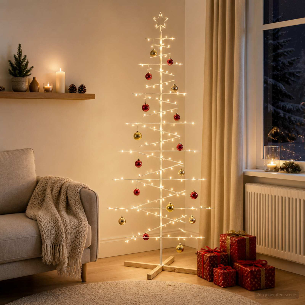 vidaXL Metal Christmas Tree with Rod Stand KUOPIO 210 cm Steel White 3