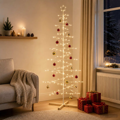 vidaXL Metal Christmas Tree with Rod Stand KUOPIO 210 cm Steel White 3