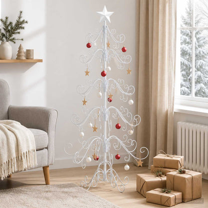 vidaXL Metal Christmas Tree KUOPIO 150 cm Steel White 3