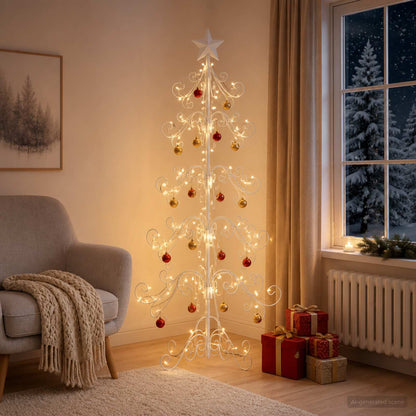 vidaXL Metal Christmas Tree KUOPIO 150 cm Steel White 1