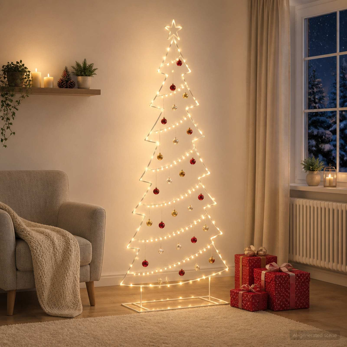 vidaXL Metal Christmas Tree with Stand KUOPIO 210 cm Steel White 1