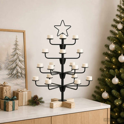 vidaXL Metal Christmas Tree with Holder KUOPIO Steel Black