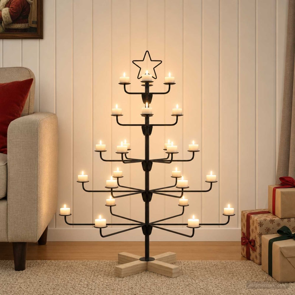 vidaXL Metal Christmas Tree with Holder KUOPIO Steel Black
