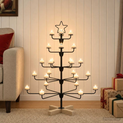 vidaXL Metal Christmas Tree with Holder KUOPIO Steel Black