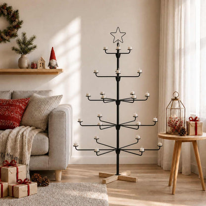 vidaXL Metal Christmas Tree with Holder KUOPIO Steel Black