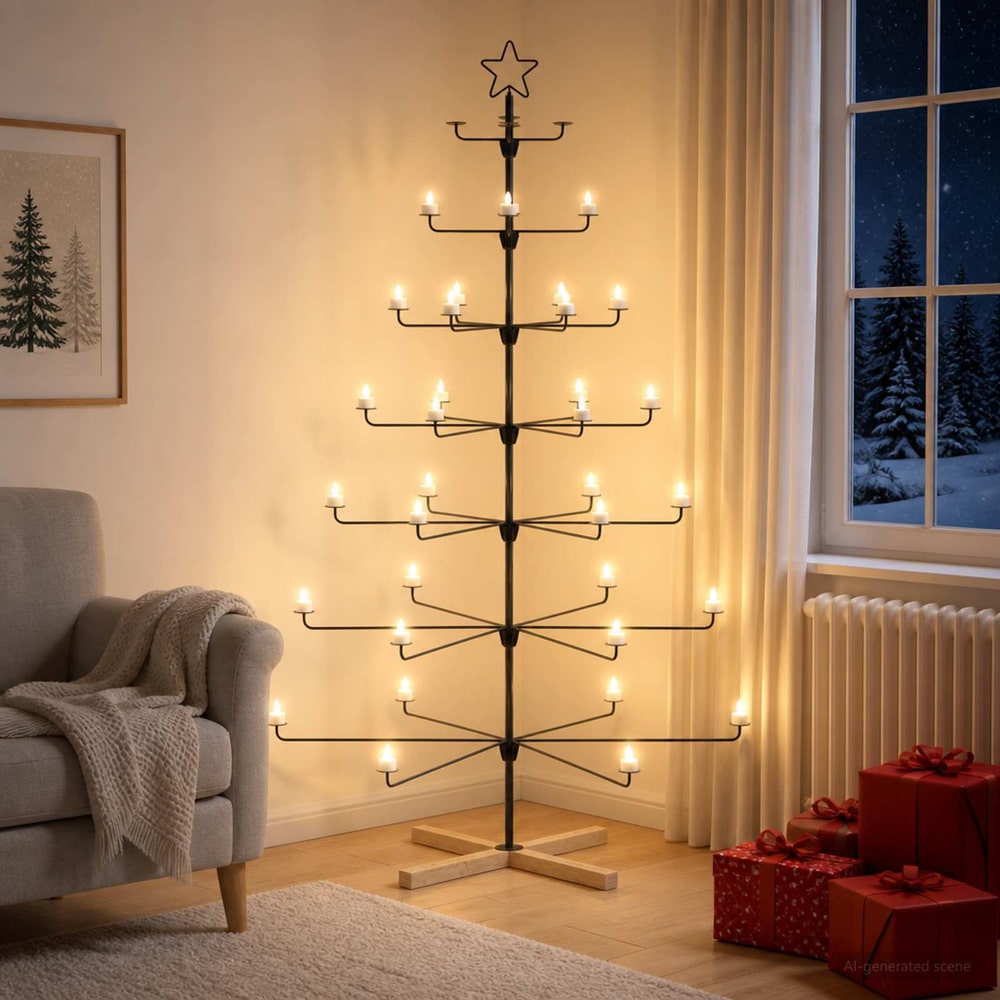 Metal Christmas Tree with Holder KUOPIO Steel Black 180 cm