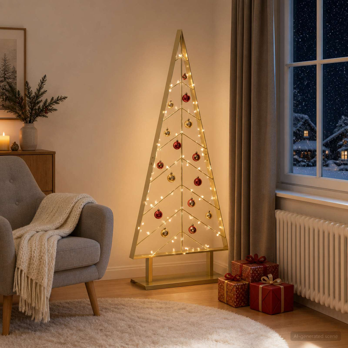 Metal Christmas Tree KUOPIO Steel Gold