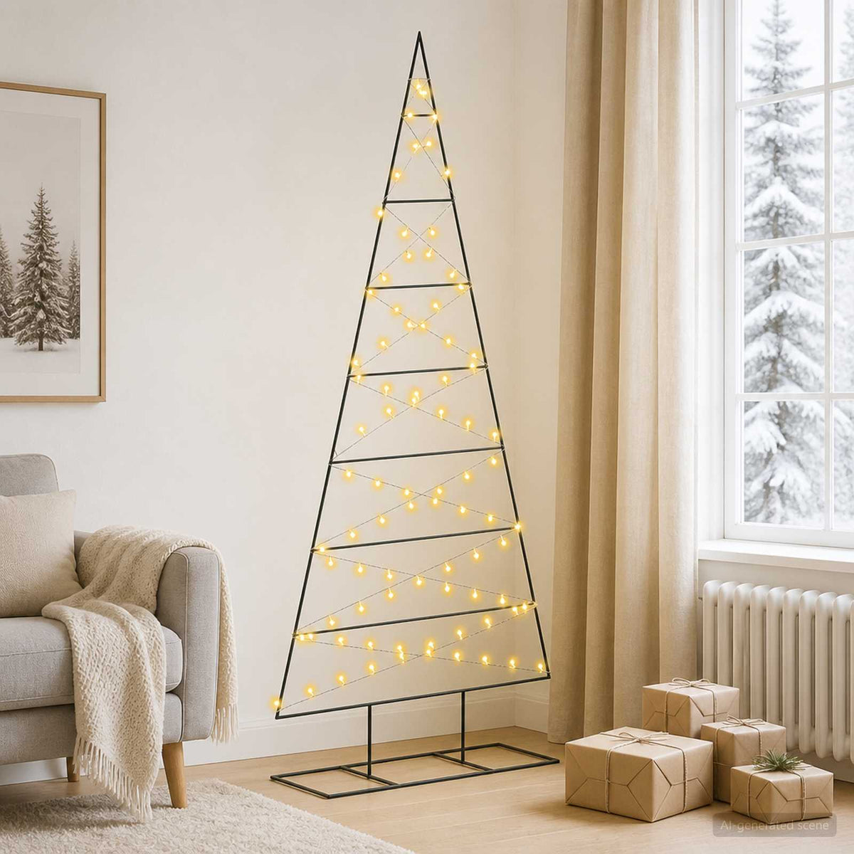 vidaXL Metal Christmas Tree with Triangle Stand KUOPIO 210 cm 3