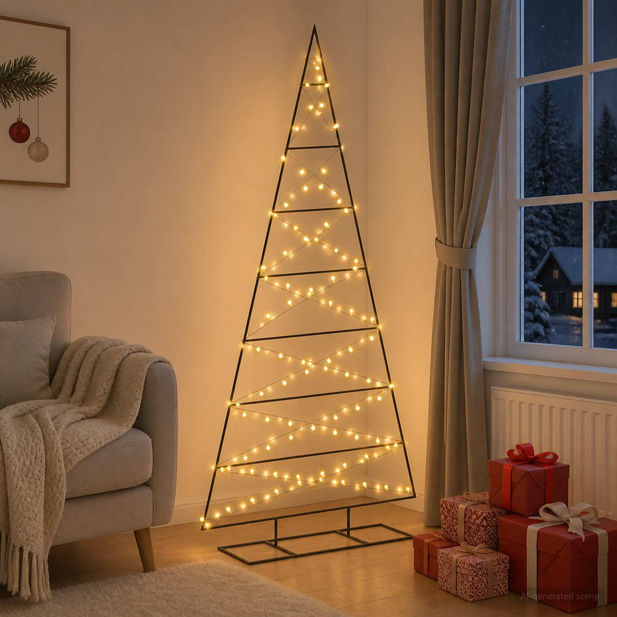 vidaXL Metal Christmas Tree with Triangle Stand KUOPIO 210 cm 1