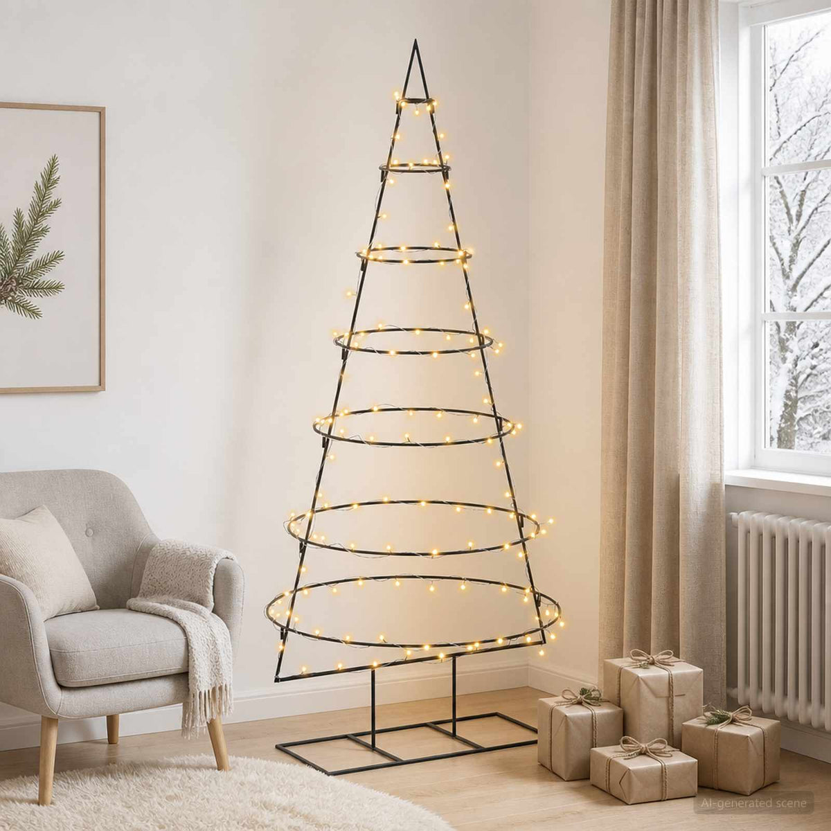 vidaXL Metal Christmas Tree with Stand KUOPIO 180 cm Warm White Steel 3