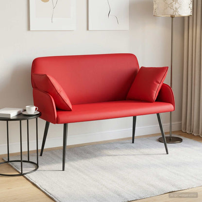 2 Seater Sofa with Metal Legs 2-Seater Faux Leather Red