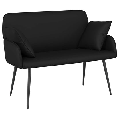 2 Seater Sofa with Metal Legs 2-Seater Faux Leather Black