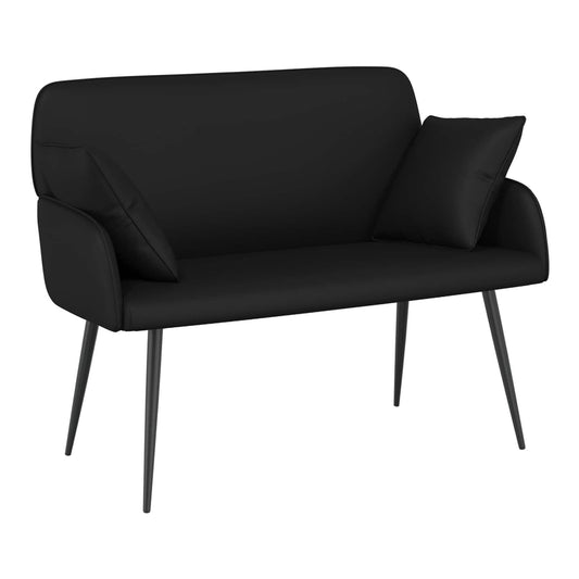 2 Seater Sofa with Metal Legs 2-Seater Faux Leather Black