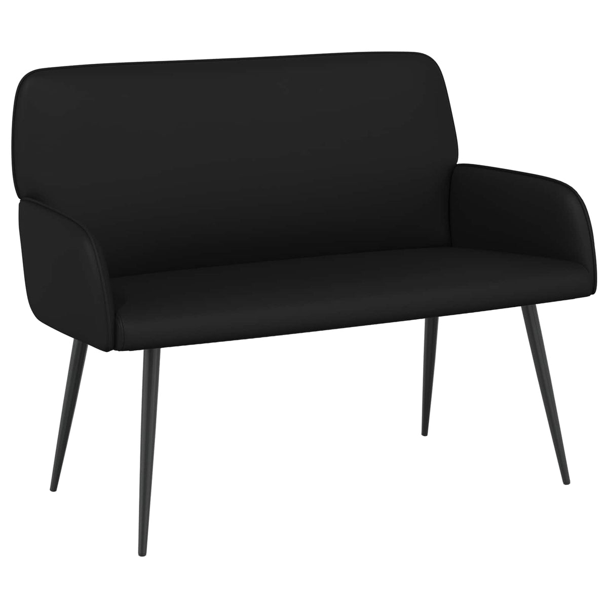 2 Seater Sofa with Metal Legs 2-Seater Faux Leather Black