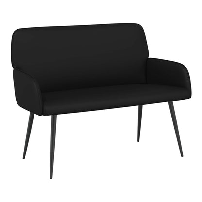 2 Seater Sofa with Metal Legs 2-Seater Faux Leather Black