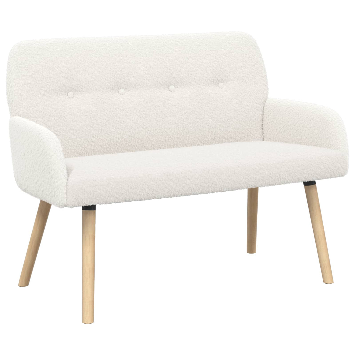 2 Seater Sofa with Solid Wood Legs Bouclé Cream