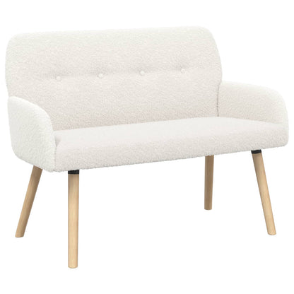 2 Seater Sofa with Solid Wood Legs Bouclé Cream
