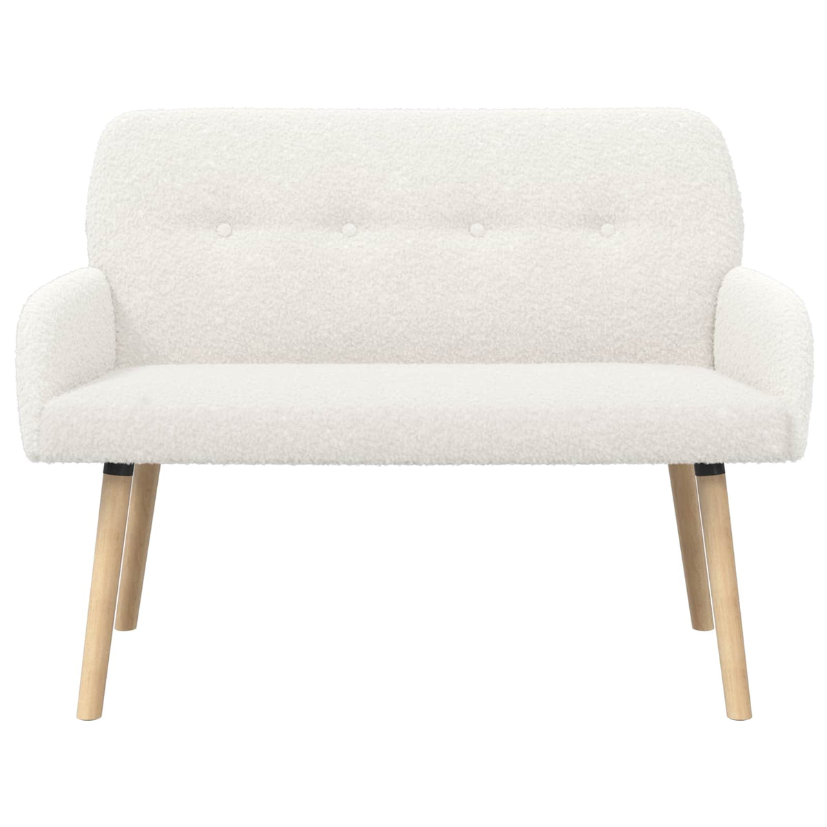 2 Seater Sofa with Solid Wood Legs Bouclé Cream