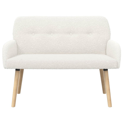2 Seater Sofa with Solid Wood Legs Bouclé Cream