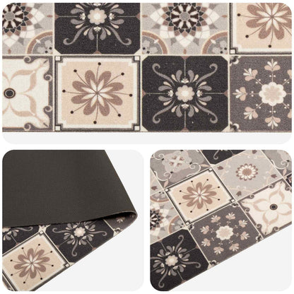 vidaXL Kitchen Rug Grey and Beige Mosaic 300 x 60 cm 100% Polyamide 3