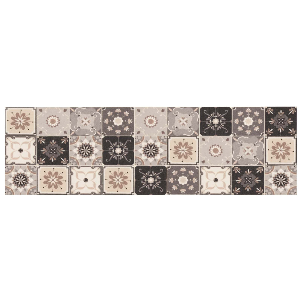 vidaXL Kitchen Rug Grey and Beige Mosaic 300 x 60 cm 100% Polyamide 2